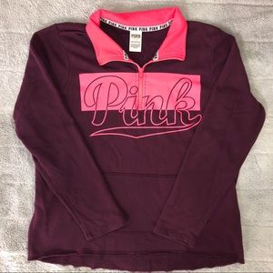 Pink Quarter Zip Pullover Sweater